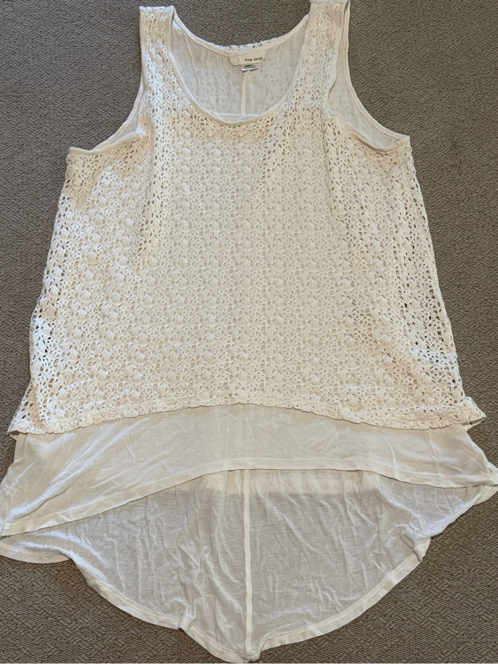 Tru Self Crochet Layered Tank Longline Summer Beachy Top Women's size Large